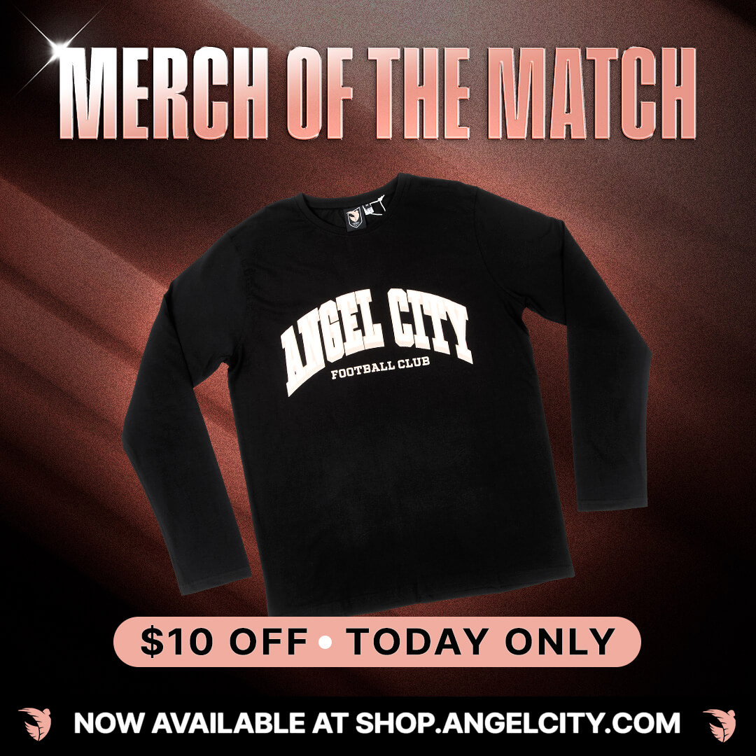 Merch of the Match — Angel City FC Unisex Varsity Relaxed Fit Long Sleeve T-Shirt, $10 off today only