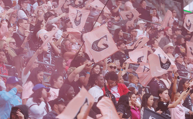 Angel City FC fans celebrating at BMO Stadium