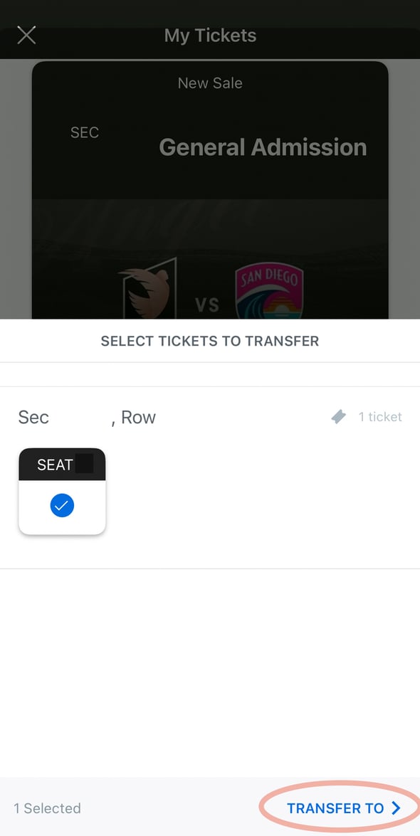 Selecting seats to transfer