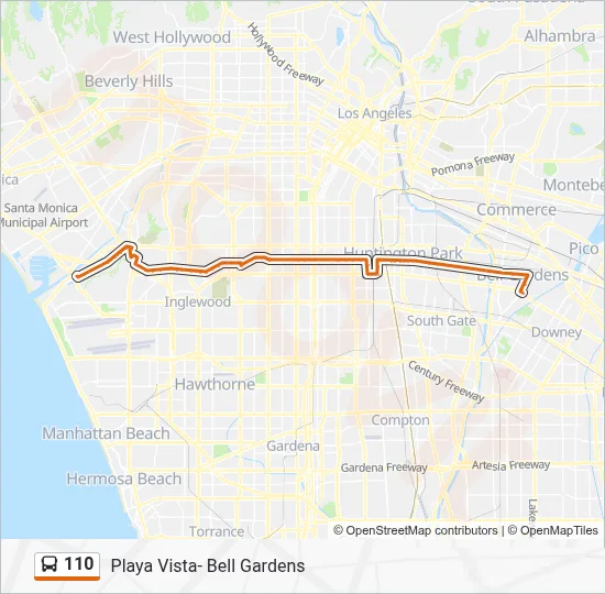 Metro Line 110 east-west route map