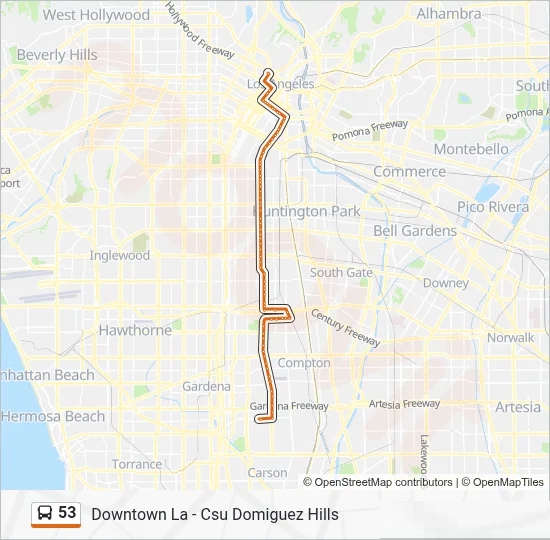 Metro Line 53 north-south route map